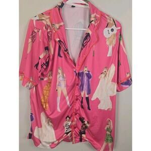 SWIFTIE Taylor Swift Eras Tour Silky Satin Pajama TOP Hot PINK Women’s Size XL